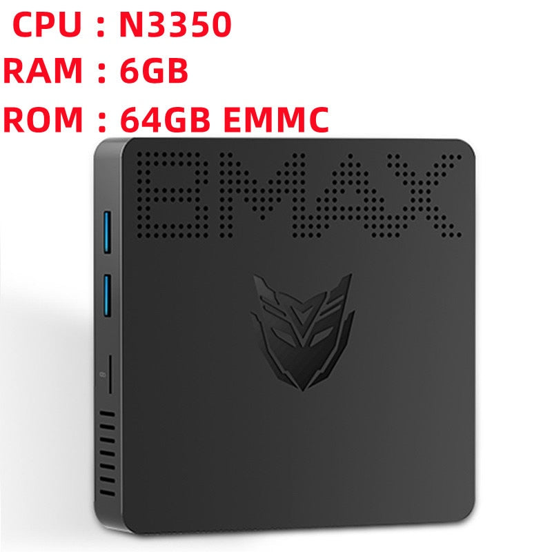 Bmax B1 Plus Fanless Mini PC Windows 10 Chip N3350 DDR3 6GB 64GB 128GB SSD VGA Dual WiFi BT 4.2 1000 LAN Desk Computer