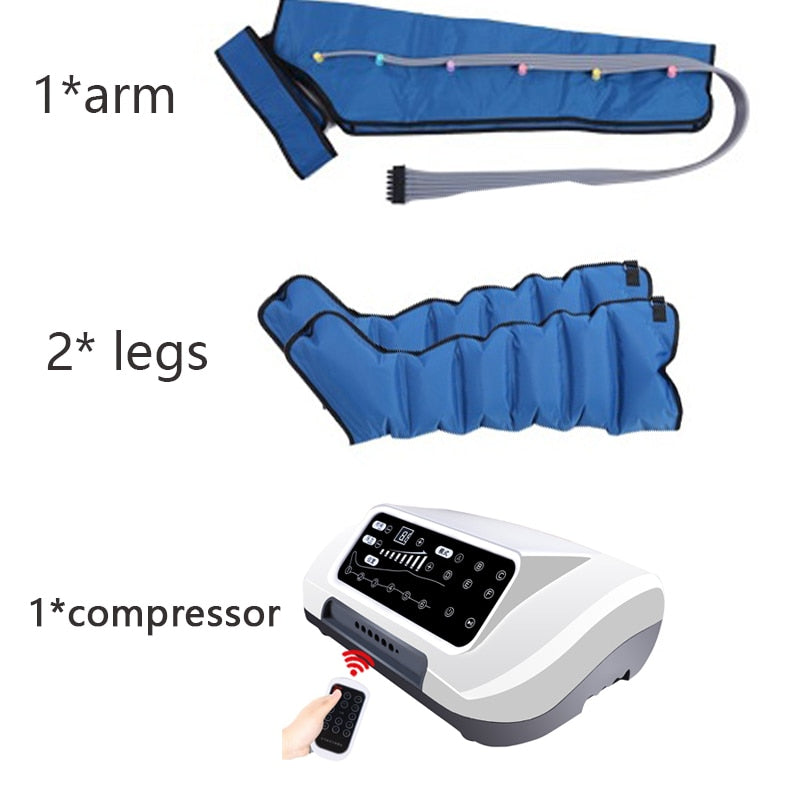 6 Airbags Air Pressure Leg Massager with Air Compression Therapy Arm Thigh Waist Pneumatic Air Wraps Pain Releif Remote Control