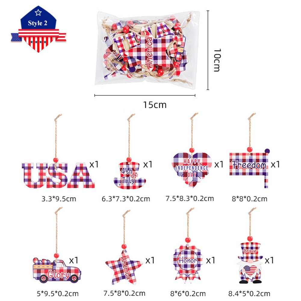 Memorial Day Patriotic Hanging Decorations 4th of July Gnome Ornaments for Tree Independence Day Red White and Blue USA Flag