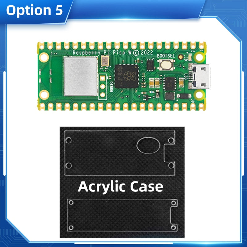 New Raspberry Pi Pico W With Wireless WiFi RP2040 Microcontroller Development Board Optional Acrylic Case GPIO Header