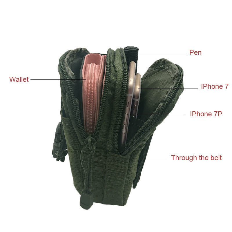 Outdoor Men Waist Pack Bum Bag Pouch Waterproof Tactical Military Sport Hunting Belt Molle Nylon Mobile Phone Bags Travel Tools