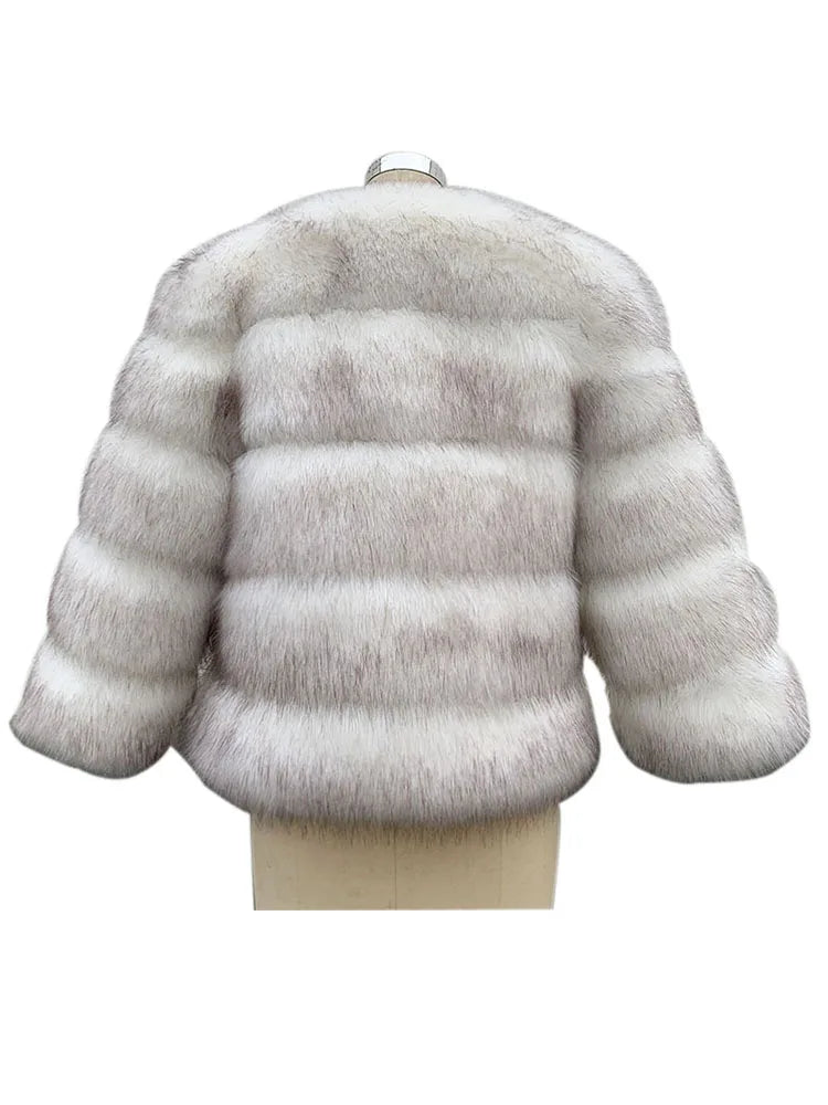 ZADORIN High Quality Faux Fox Fur Coat Women Luxury Fluffy Warm 3/4 Sleeve Fur Jacket for Women Winter Short Mink Coat Outerwear