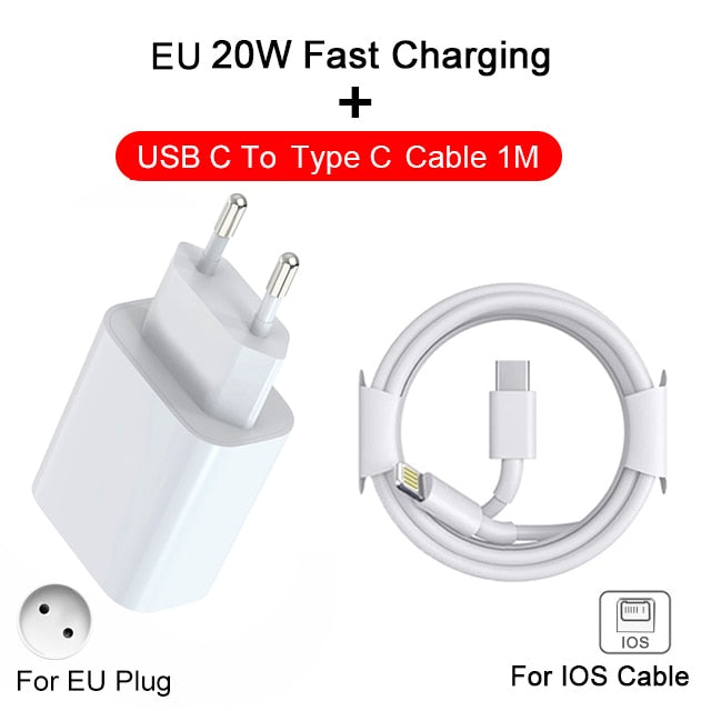 Original For Apple 20W USB C Charger For iPhone 11 12 13 14 Pro Max XS Magnetic Wireless Charger For Airpods Fast Charging Cable