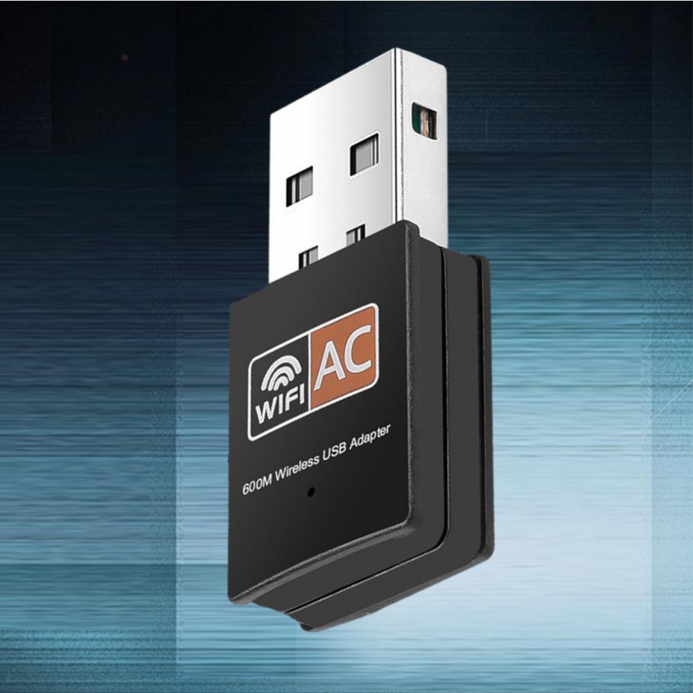 محول واي فاي USB صغير لاسلكي ثنائي النطاق 2.4G / 5.G 600Mbps USB استقبال بطاقة الشبكة لأجهزة الكمبيوتر المحمول سطح المكتب ويندوز 7 8 لينكس XP