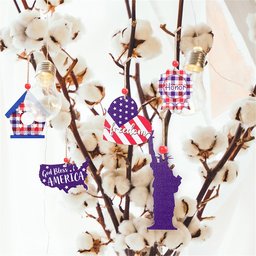 Memorial Day Patriotic Hanging Decorations 4th of July Gnome Ornaments for Tree Independence Day Red White and Blue USA Flag