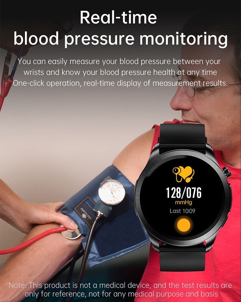 الرجال الجديد ECG جلوكوز الدم 1.39 بوصة 360*360 HD تعمل باللمس شاشة كبيرة ECG ساعة ذكية مراقبة ECG جلوكوز الدم غير الغازية