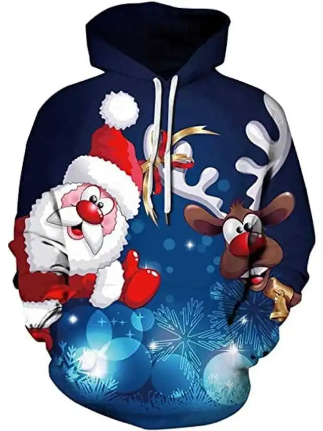 2024 Christmas tree Xmas Santa Snowman Claus Hoodie Men Autumn Winter 3D Print Pullover Sweatshirt