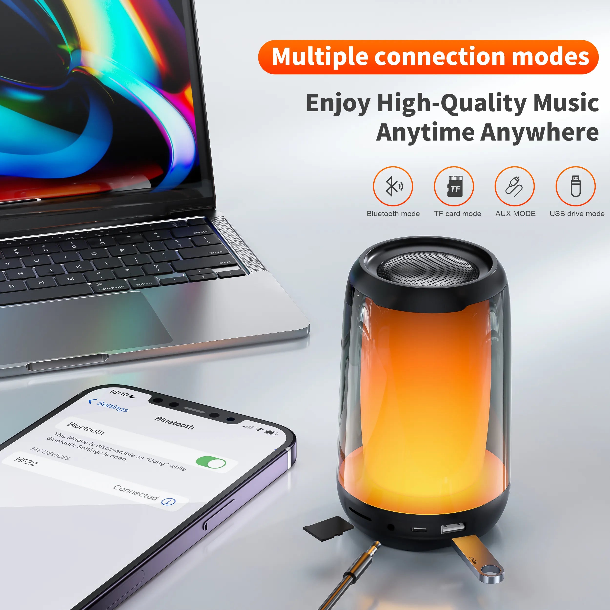 QERE Bluetooth Speaker with Hi-Res 5W Audio,Wireless HiFi Portable Speaker IPX5 Waterproof,Outdoor Multiple connection modes,