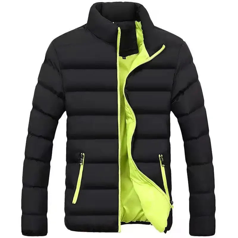Men's Down Jacket 2022 Winter Fashion Solid Color Stand Collar Cropped Jacket Waterproof Warm Coat Streetwear