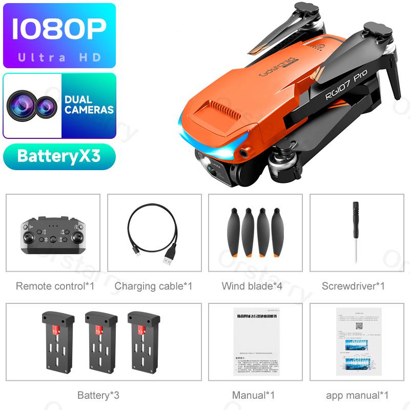 2023 HOT RG107 Pro Mini Drone 4K ESC Three-sided Obstacle avoidance Professional Dual HD Camera FPV Dron Foldable Quadcopter Toy