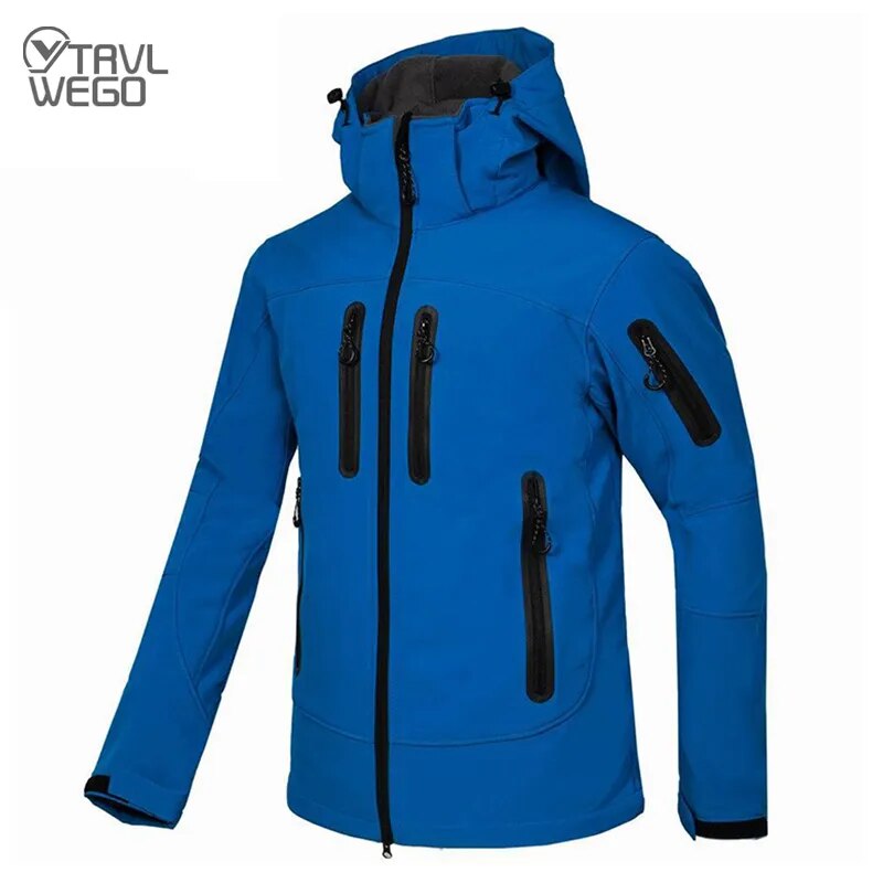 TRVLWEGO Woman Man Hiking Camping Jacket Hooded Windbreaker Soft Shell Winter Warm Trekking Casual Outdoor Sports Climb Coat