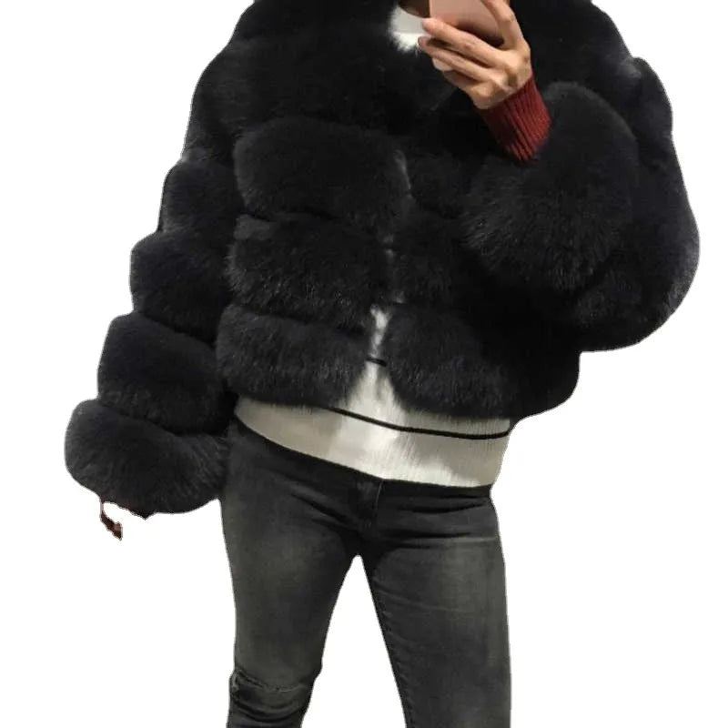 Fur Coat Women's Short Long Sleeve Fur Artificial Fur Coat