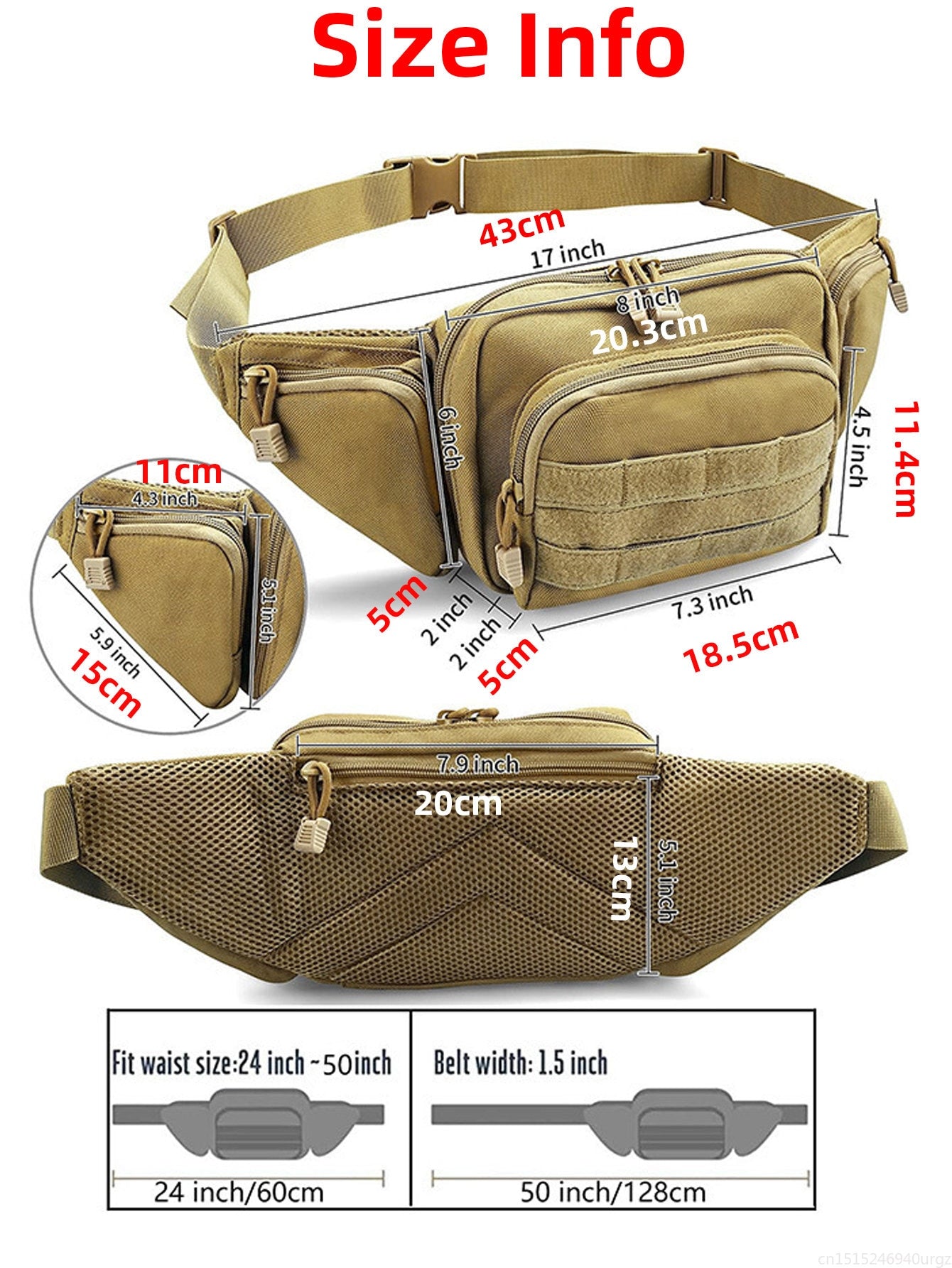 Outdoor Hiking  Waist Bag Running Sports Functional Bag Cycling Bag Bum Bag Multi-functional Tool Shoulder Tactical Waist Pack