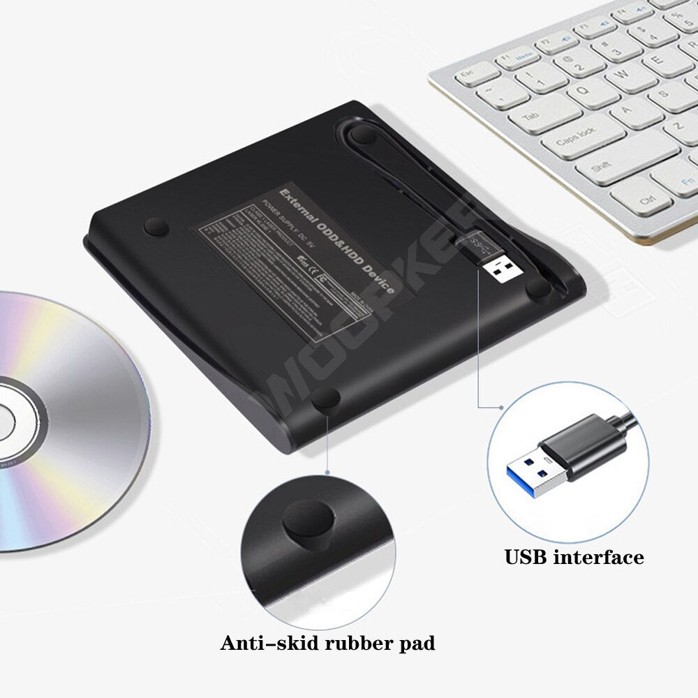 Woopker External DVD Player USB 3.0 Portable DVD RW Drive CD Burner  Compatible Laptop Desktop Windows Linux OS Apple Mac Black