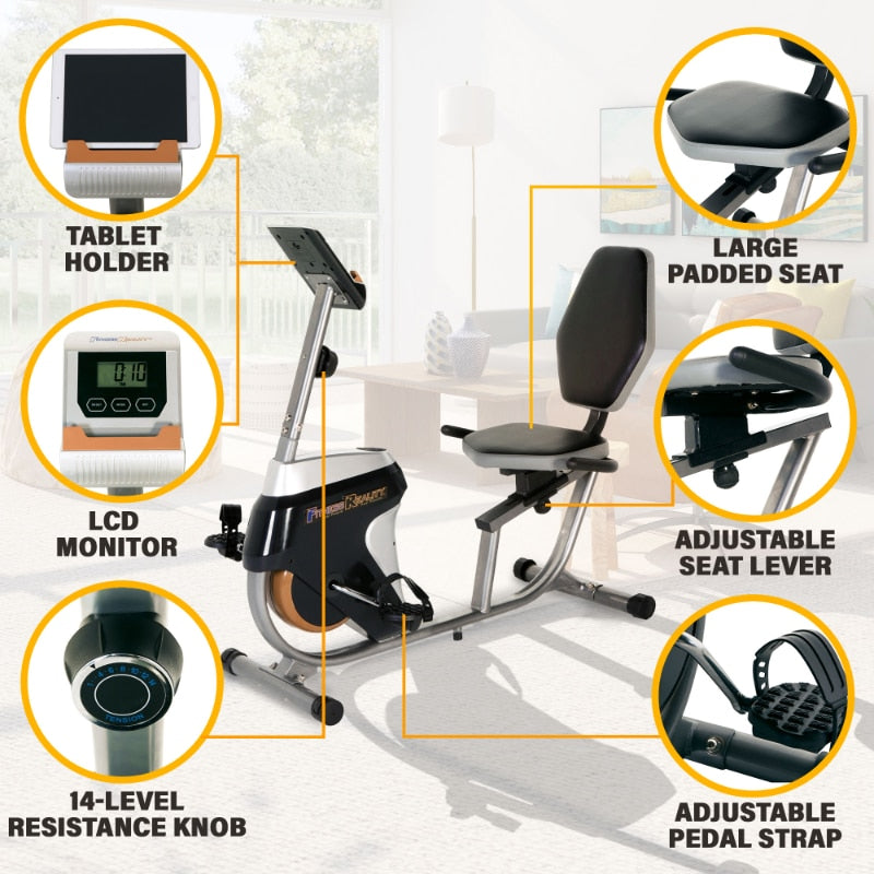 FITNESS REALITY R4000 Magnetic Tension Recumbent Bike with Workout Goal Setting Computer