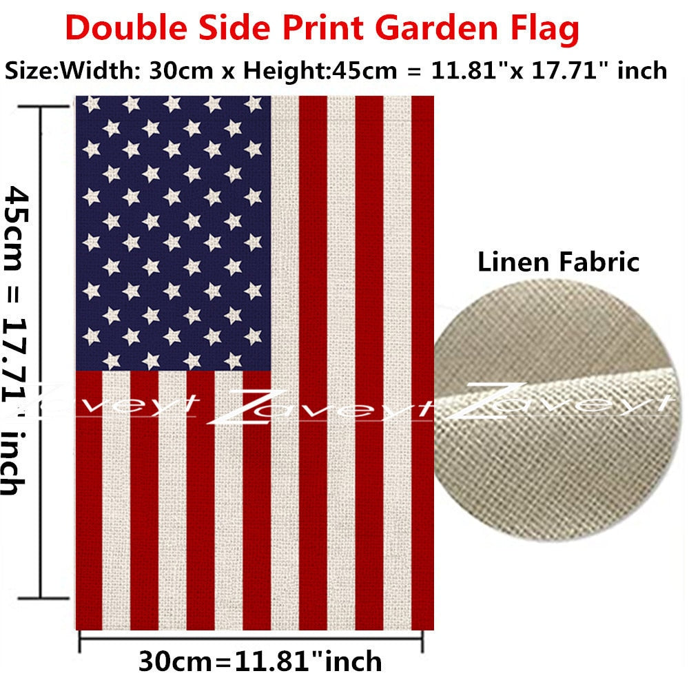 USA Patriotic Stars and Stripes Let Freedom Ring Garden Flag Double Sided Outside, 4th of July Independence Memorial Day Yard