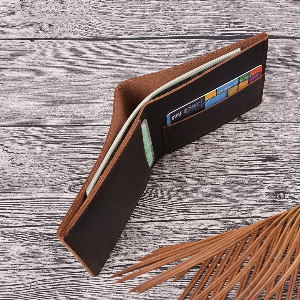 محفظة جلدية مخصصة مصنوعة يدويًا للرجال محافظ رجالية رفيعة من Breif محفظة قصيرة كلاسيكية من صنع الإنسان حقائب المال