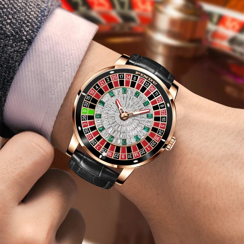 PINDU Design Men Wristwatches Top Brand Luxury Jacob&Co Mechanical Rotate Roulette Watch for Men NH35A Montre Homme