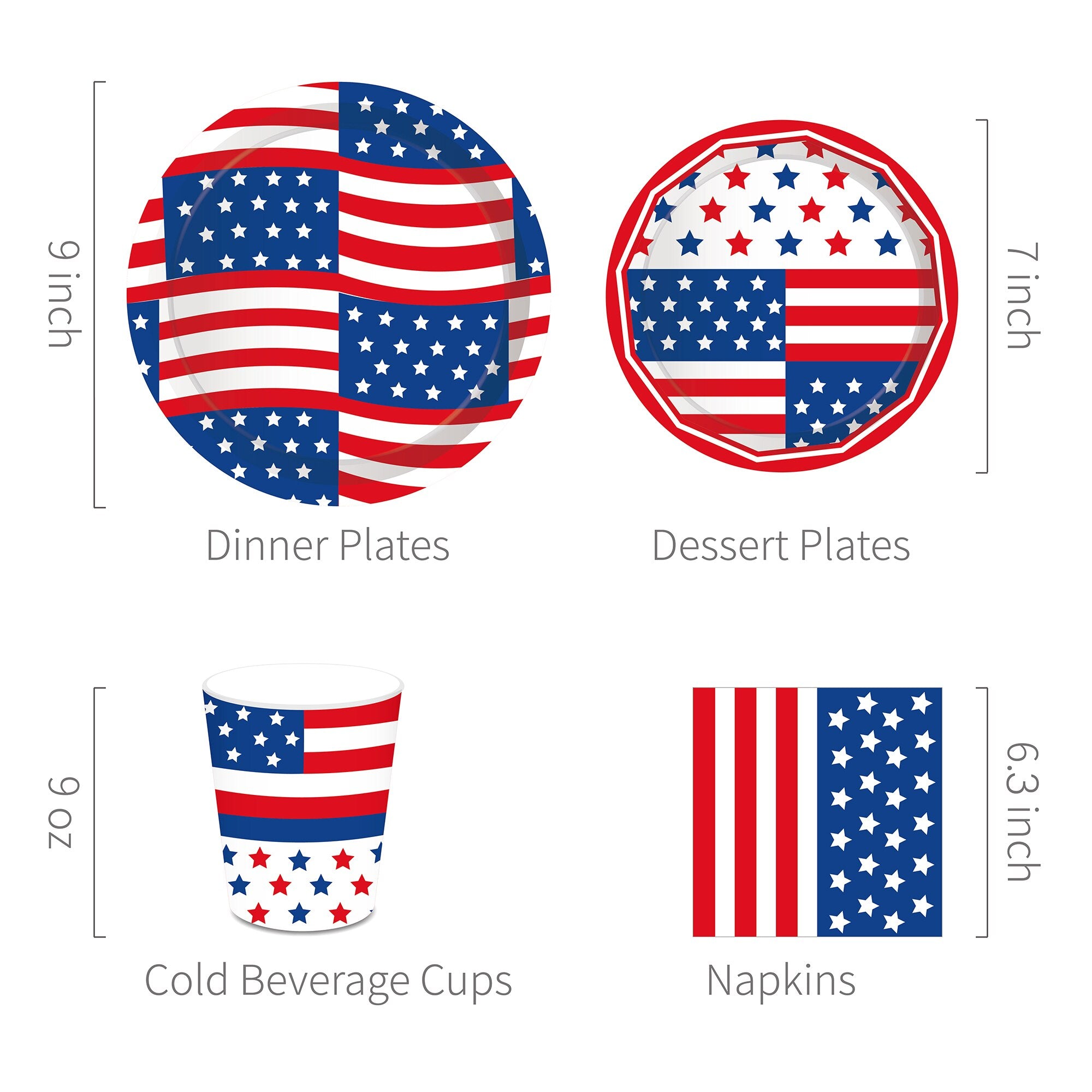 American Independence Day Party Paper Plates Cups Napkins Diet Supplies USA July 4th Theme Disposable Tableware Sets Decoration