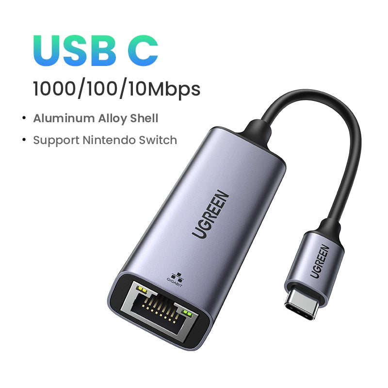 UGREEN USB Ethernet Adapter USB3.0 1000Mbps USB RJ45 Network Card for Laptop Xiaomi Mi Box S Nintendo Switch PC Internet USB Lan