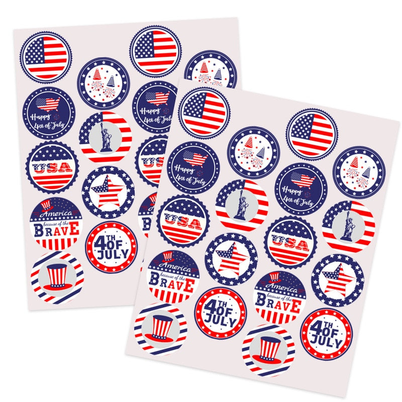 USA Independence Day Stickers 4th July Decor Supplies Decals American Flag Stickers Memorial Veterans Day Patriotic Stickers