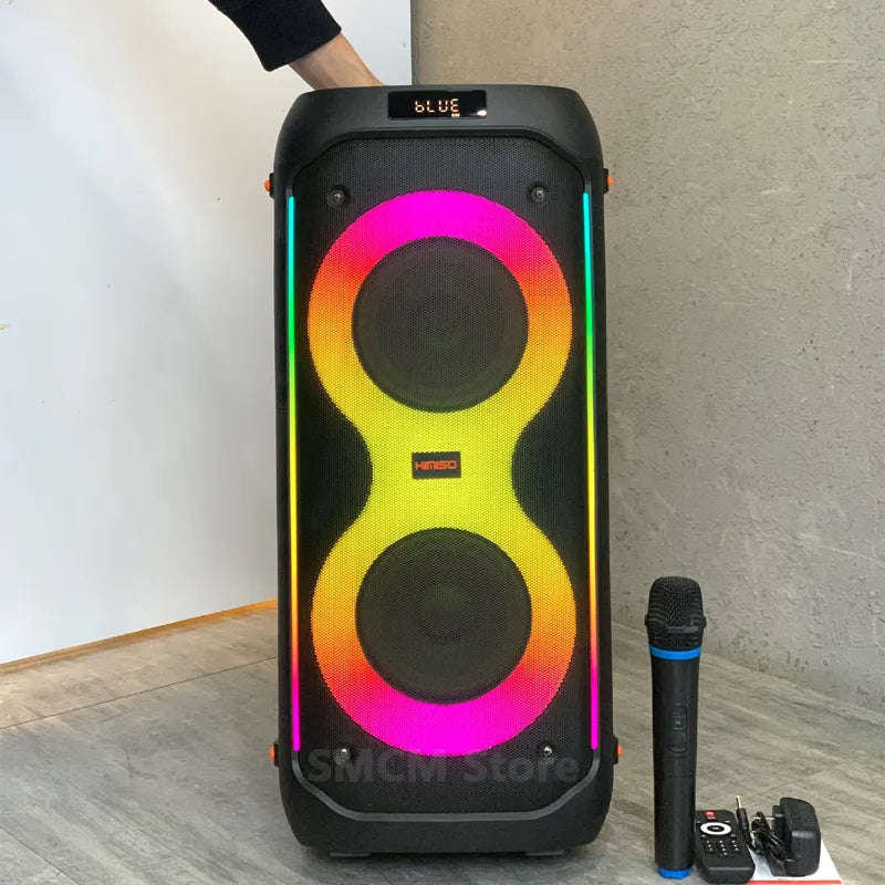 Peak Power 3000W Dual 6.5 Inches Super Large Outdoor Bluetooth Speaker Karaoke Party Box Portable Wireless Subwoofer Column FM