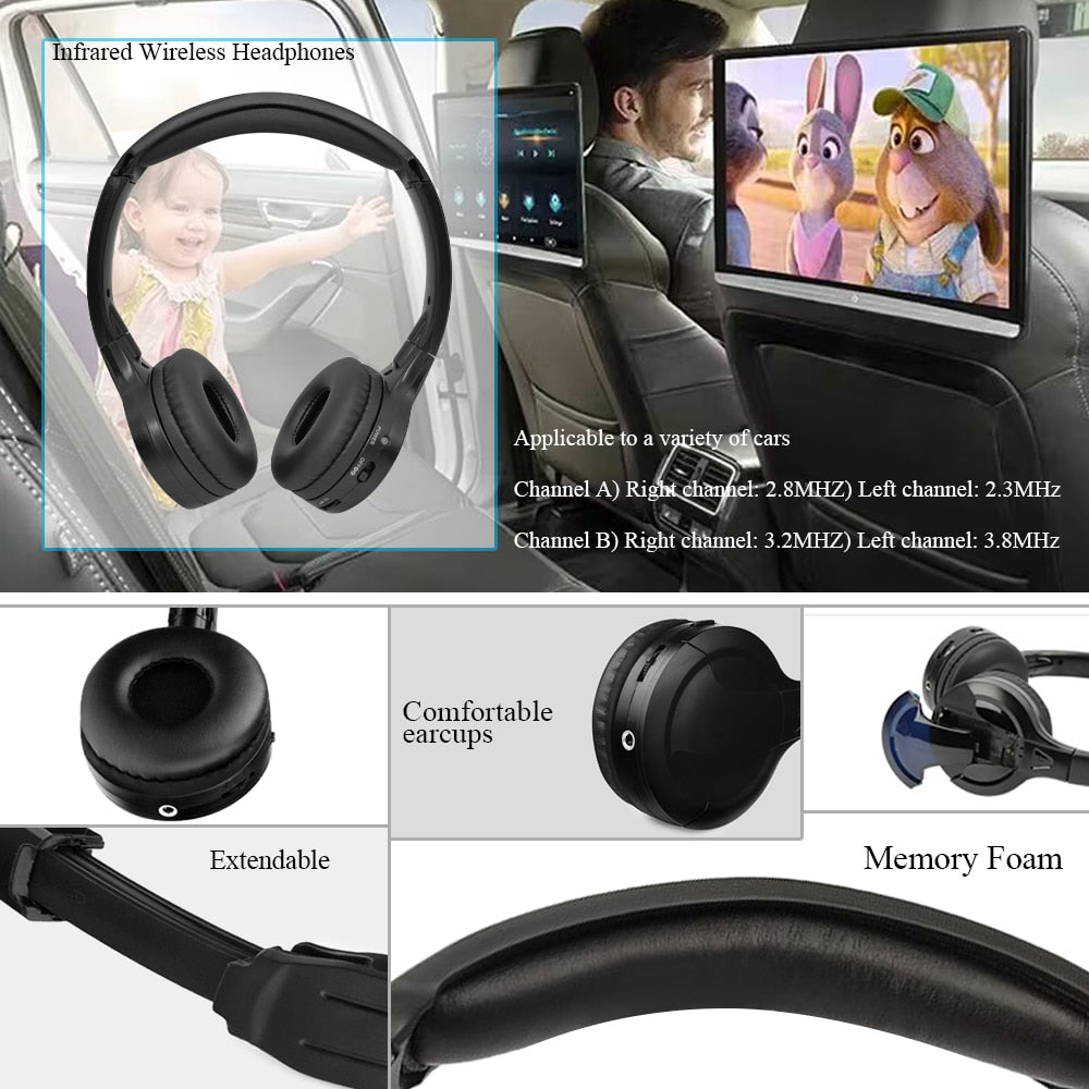IR Infrared Wireless headphone Stereo Foldable Car Headset Earphone Indoor Outdoor Music Headphones TV headphone 2 headphones
