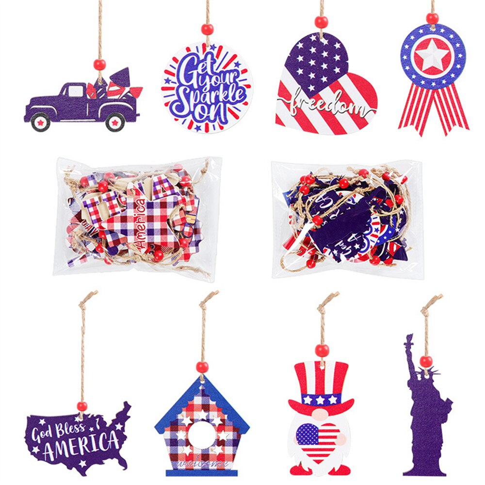 Memorial Day Patriotic Hanging Decorations 4th of July Gnome Ornaments for Tree Independence Day Red White and Blue USA Flag