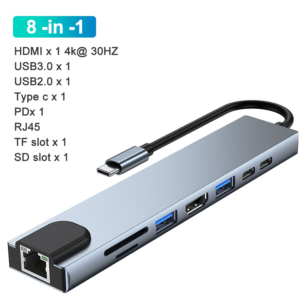 Usb c Docking Station Usb Hub 3 0 Type C To Multi Usbc 3.0 Splitter Otg Hdmi RJ45 Micro Sd Card Reader Dock Station for Laptop