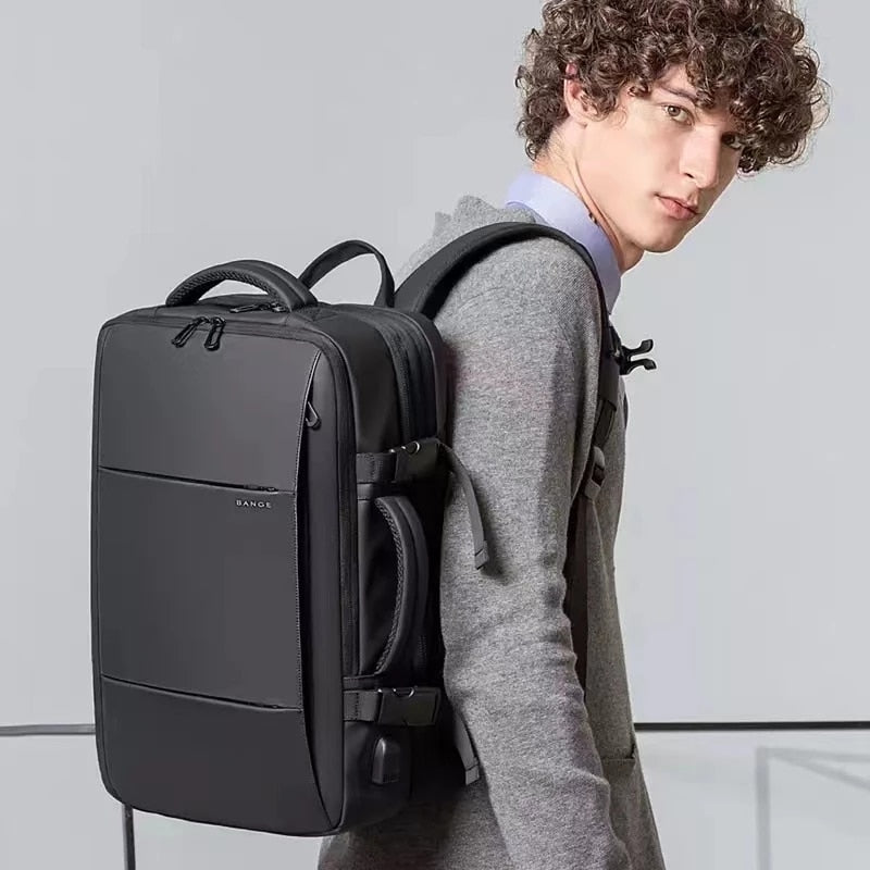 بانج حقيبة السفر رجال الأعمال حقيبة المدرسة حقيبة USB قابلة للتوسيع سعة كبيرة 17.3 كمبيوتر محمول مقاوم للماء حقيبة الظهر الموضة