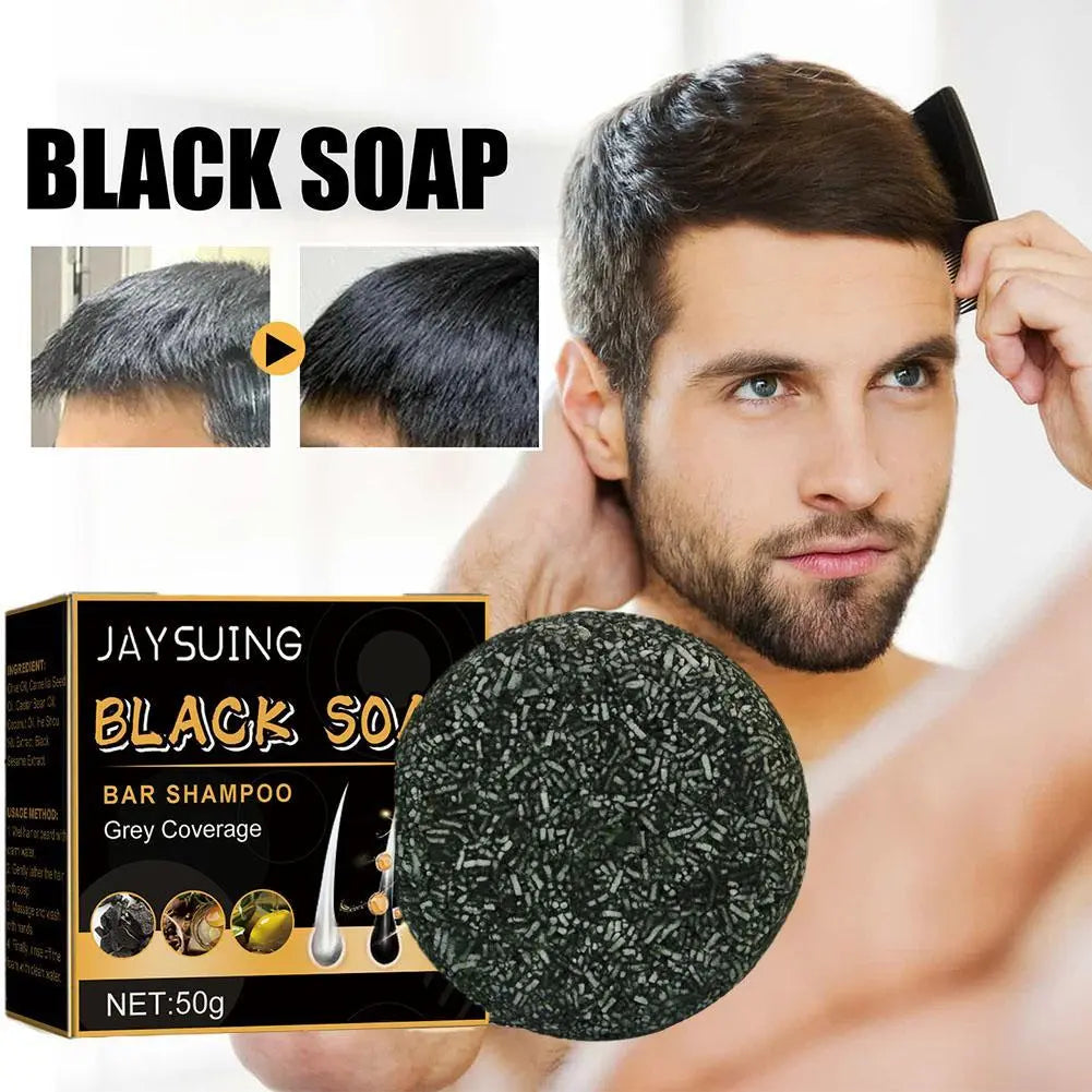 Soap Hair Darkening Shampoo Bar Repair Gray White Hair Color Dye Hair Shampoo Natural Grey Gloss Black Soap