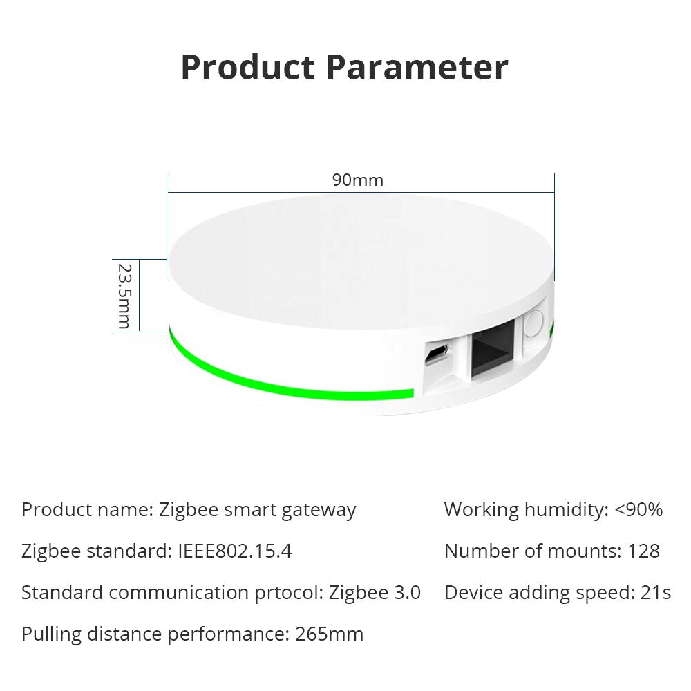 Zemismart Tuya Zigbee Gateway Smart Bridge Hub with Network Cable Socket Wired Connection Smart Life App Control