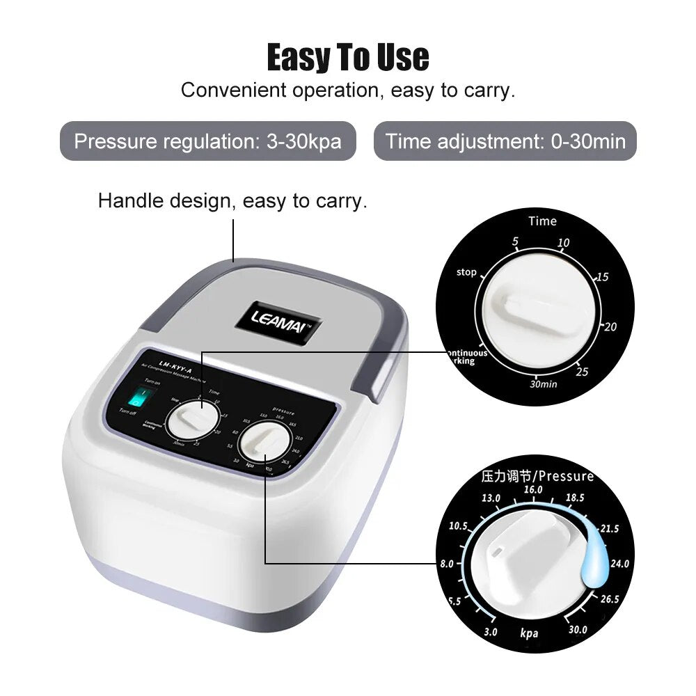 6 Cavity Electric Air Compression Massager Leg Foot Arm Waist Boots For Circulation Lymphatic Drainage Pressotherapy Machine