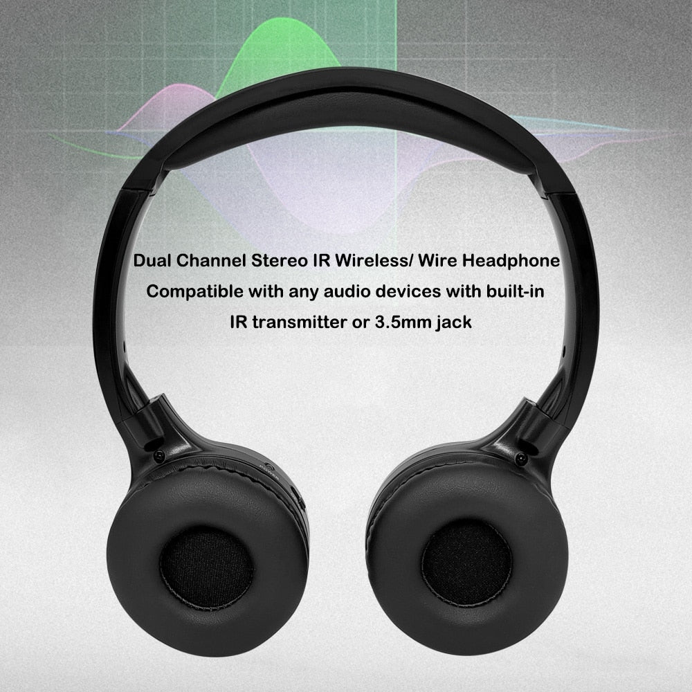 IR Infrared Wireless headphone Stereo Foldable Car Headset Earphone Indoor Outdoor Music Headphones TV headphone 2 headphones