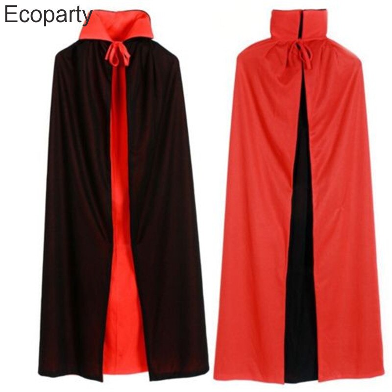 2023 Adult Child Halloween Costumes Red Black Wizard Vampire Cosplay Double Sided Hooded Cloak Dracula Devil Fancy Costumes Cape