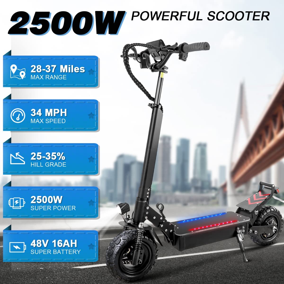 55kmh Adult Electric Scooter With 2500w Motor 48v16ah Battery Escoote Power Packed Store 3914