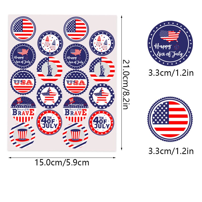 USA Independence Day Stickers 4th July Decor Supplies Decals American Flag Stickers Memorial Veterans Day Patriotic Stickers