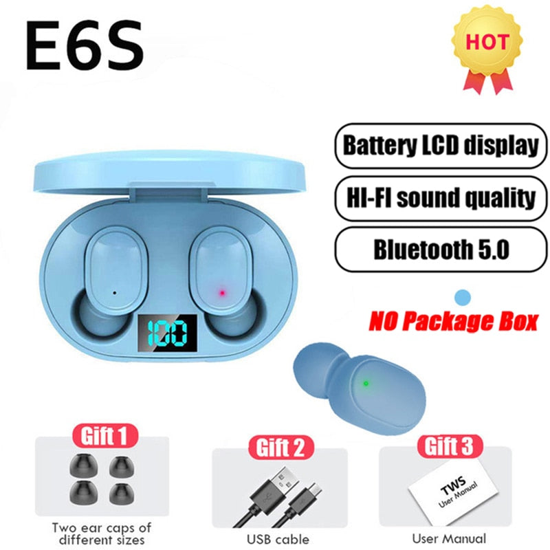 TWS E6S Bluetooth Earphones Wireless bluetooth headset Noise Cancelling Headsets With Microphone Headphones For Xiaomi Redmi