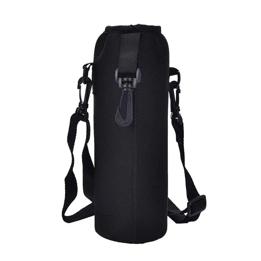 حقيبة رياضية لحمل زجاجات المياه، حامل أكواب قابل للحمل، غطاء حماية أسود، حقيبة حمل مع حزام كتف للرياضات الخارجية