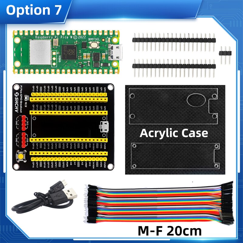 New Raspberry Pi Pico W With Wireless WiFi RP2040 Microcontroller Development Board Optional Acrylic Case GPIO Header