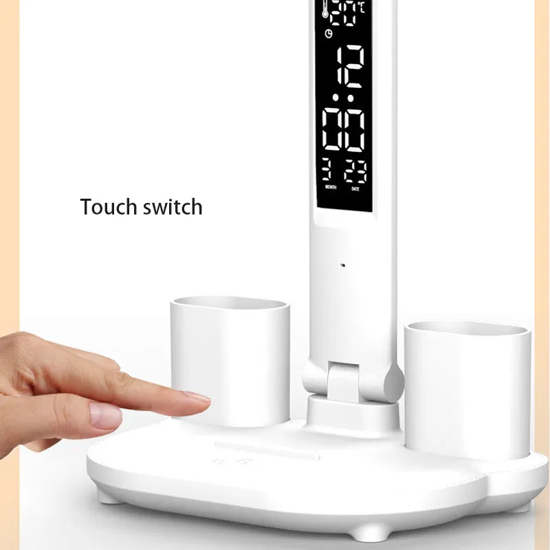 Table Lamp LED Double-headed Multifunction Foldable Touch With Calendar Clock