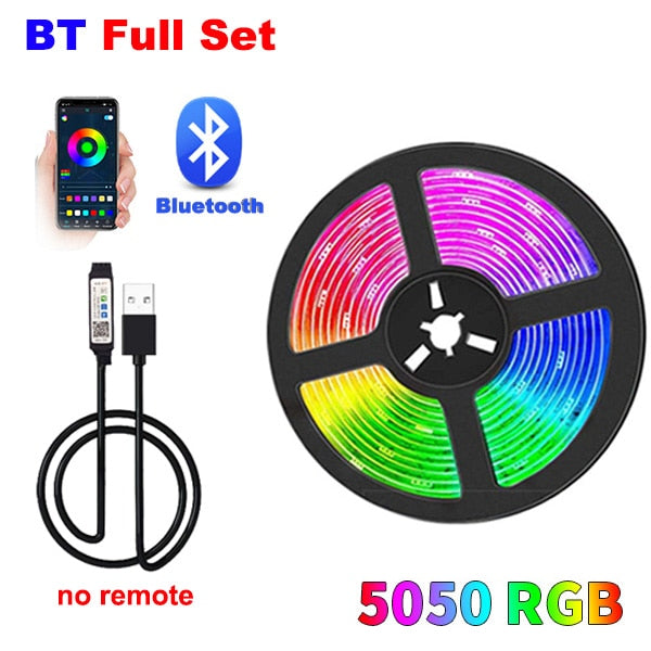 LED Room Lights Color RGB Tpae Bluetooth LED Strip Bedroom Decoration LED 5050 5m 10m 15m 20m 30m TV LED Backlight for Christmas