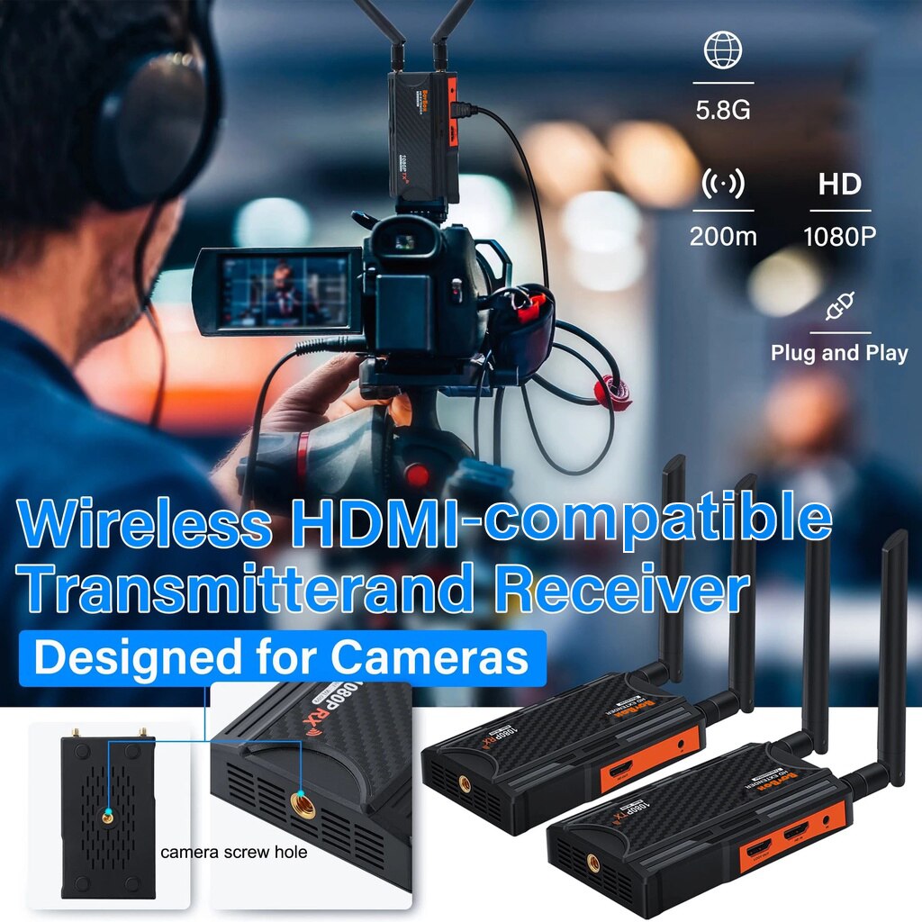 200 متر لاسلكي HDMI فيديو جهاز ريسيفر استقبال وإرسال شاشة حصة عرض الفاصل للكاميرا البث المباشر الكمبيوتر المحمول إلى جهاز عرض التلفزيون