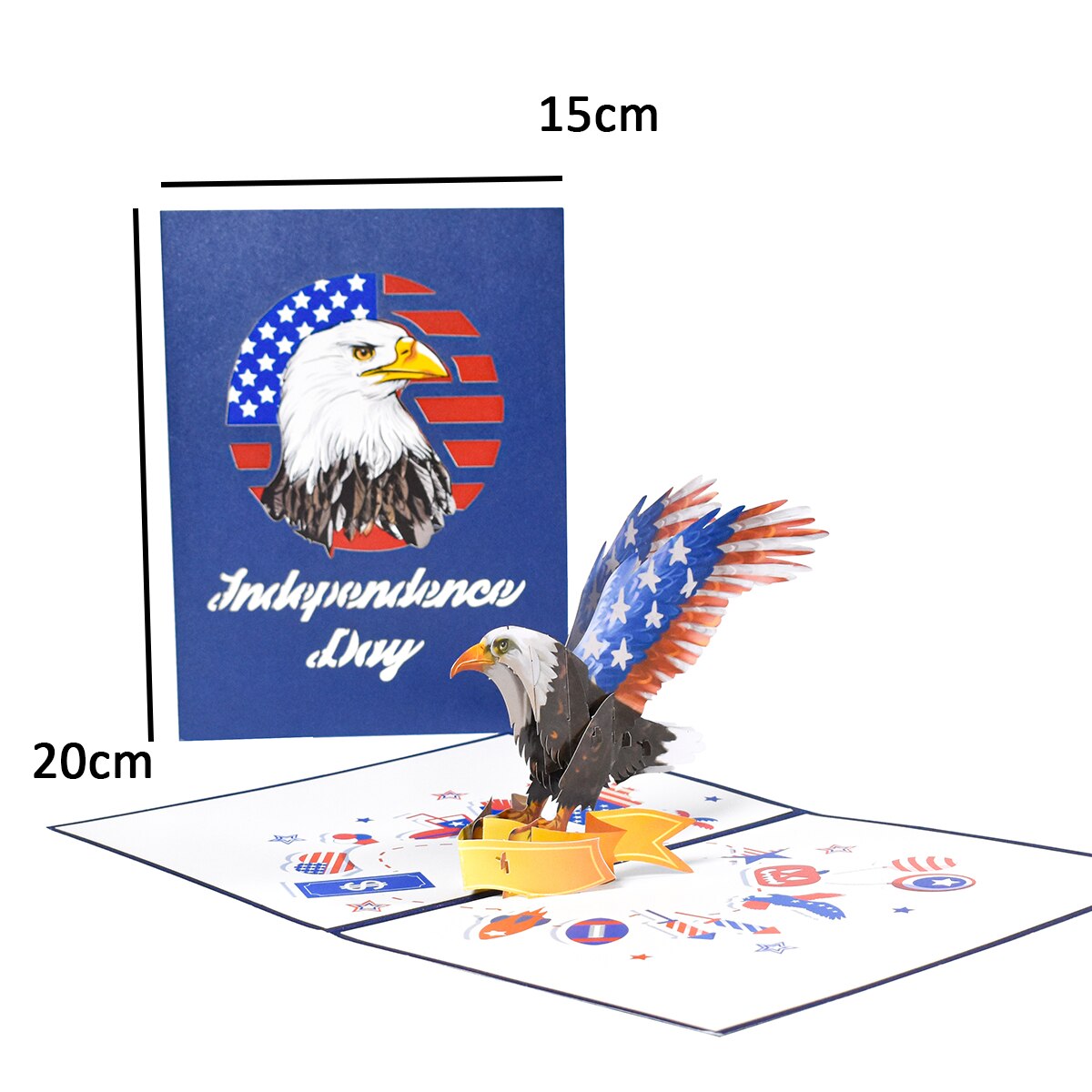 3D USA Eagle Pop Up Card for For Memorial Day, Independence Day, Veterans Day Greeting Cards