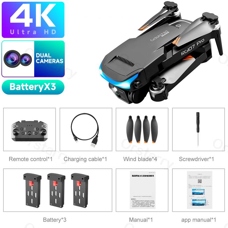 2023 HOT RG107 Pro Mini Drone 4K ESC Three-sided Obstacle avoidance Professional Dual HD Camera FPV Dron Foldable Quadcopter Toy