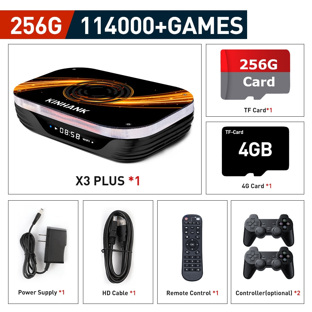 وحدة تحكم ألعاب سوبر X3 Plus ريترو لـ PSP/PS1/N64/Sega Saturn/DC 114000+ Games4K/8K HD TV Box مشغل ألعاب فيديو مزدوج واي فاي