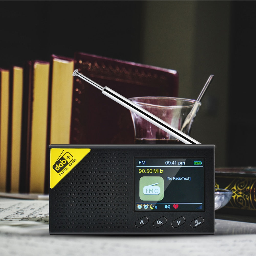 راديو رقمي محمول متوافق مع بلوتوث 5.0 ستيريو DAB/FM استقبال المنزل باستخدام شاشة عرض LCD 2.4 بوصة مخرج ستيريو