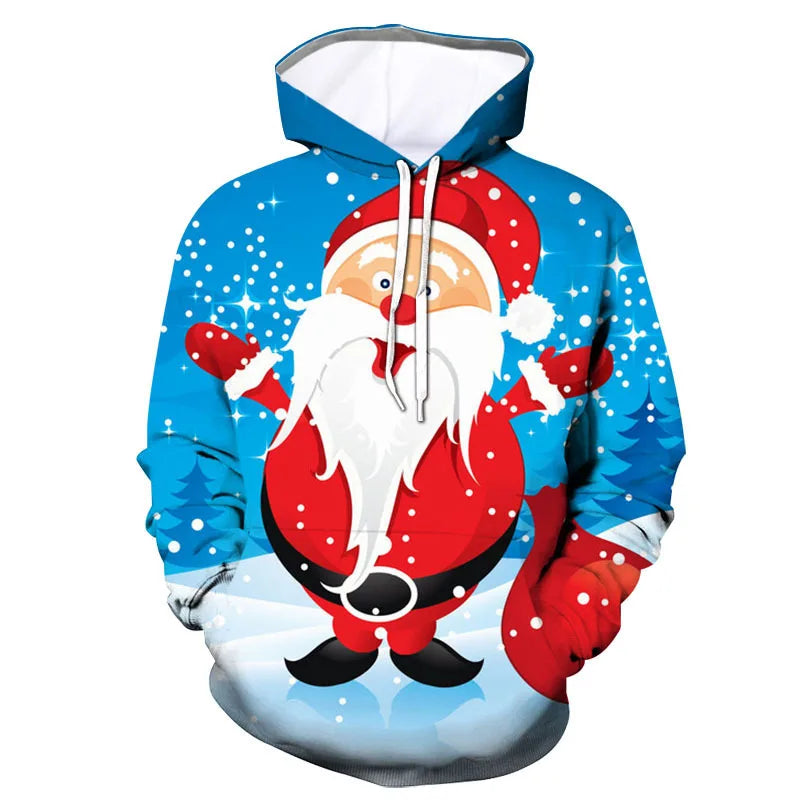 2024 Christmas tree Xmas Santa Snowman Claus Hoodie Men Autumn Winter 3D Print Pullover Sweatshirt