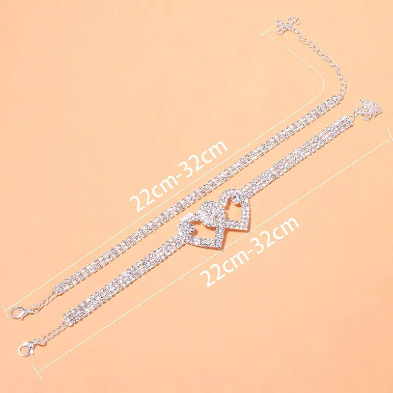 Fashion Rhinestone Chain Anklets For Women Luxury Shining Ankle Bracelet On Leg Female Wedding Party Jewelry Foot Accessories