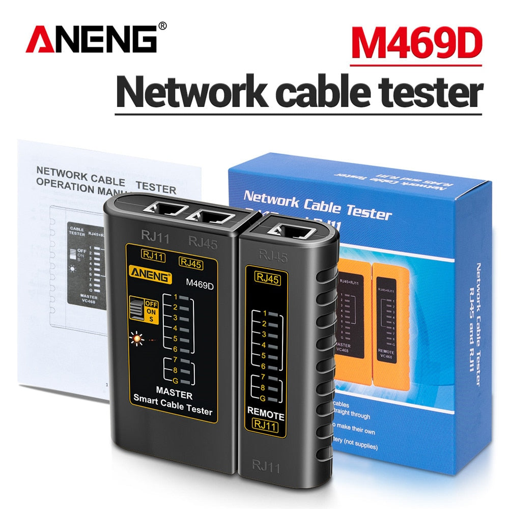 ANENG M469D كابل اختبار الشبكة المحلية اختبار كابل الشبكة RJ45 RJ11 RJ12 CAT5 UTP كابل شبكة محلية اختبار الشبكات أداة إصلاح الشبكة